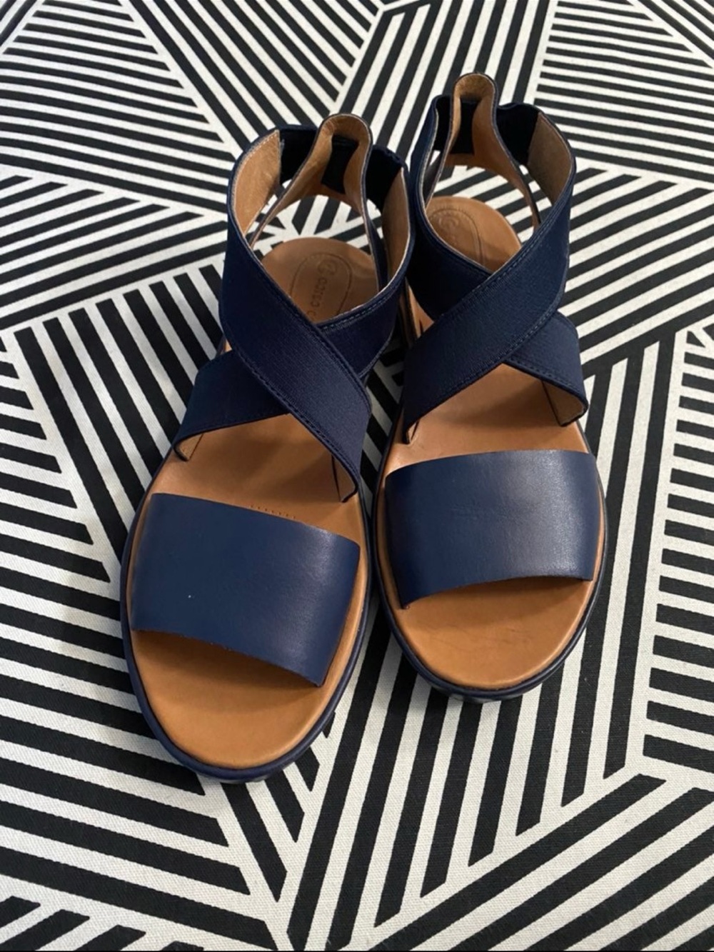 Corso Como Navy Blue Crisscross Comfort Sandals